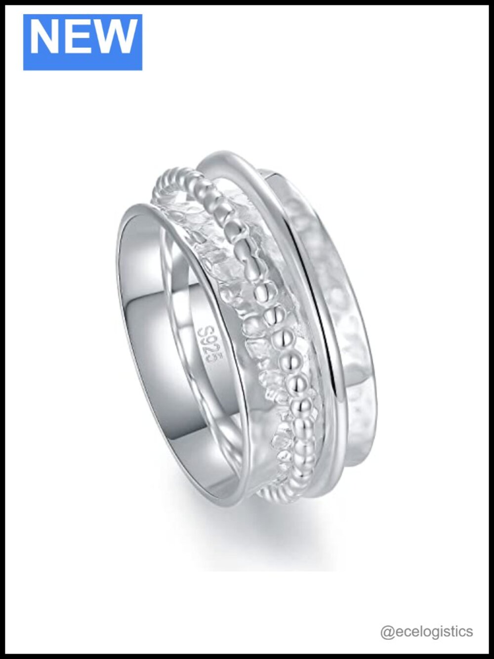 925 Sterling Silver Spinner Ring for Women Anti-Anxiety Meditation